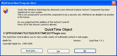 WinPatrol ActiveX Alert
