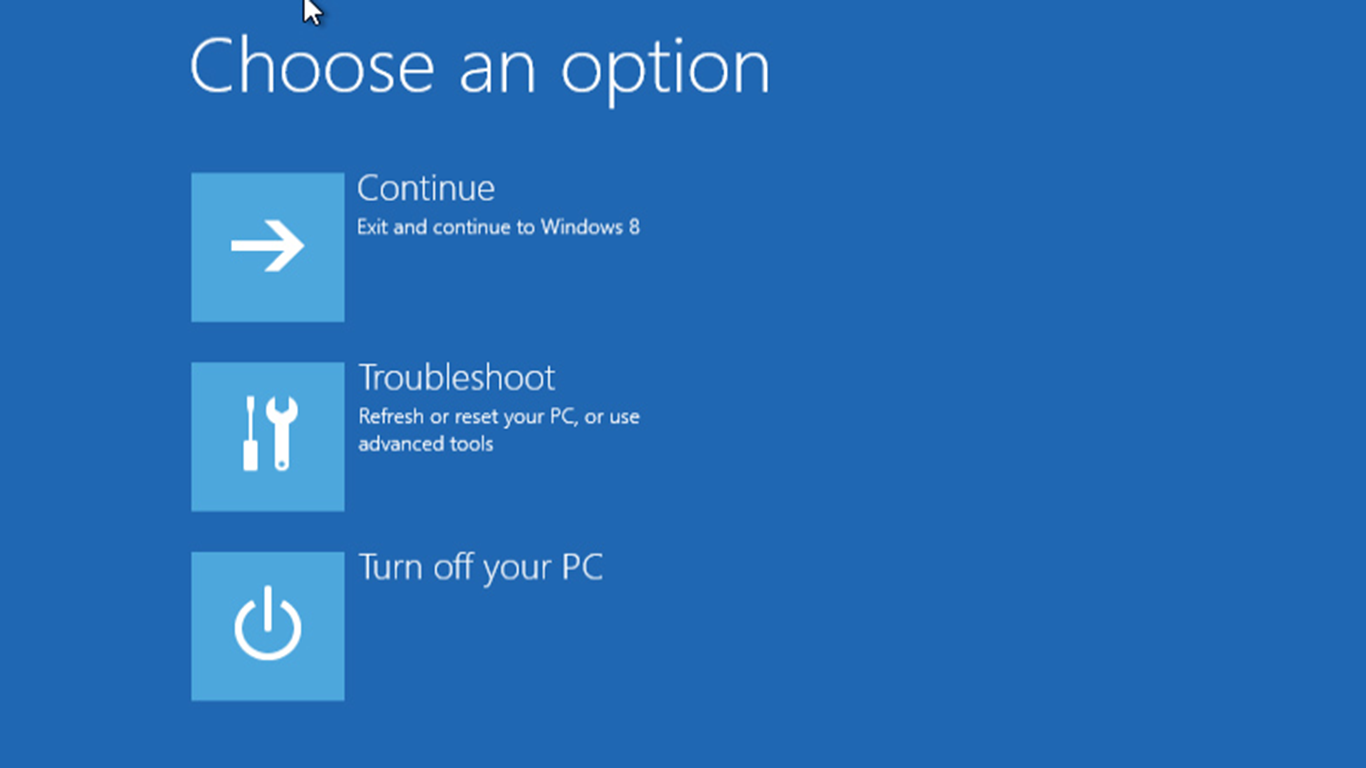 Windows 8 Repair and Restore Screen