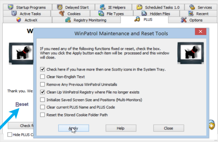 new maintenance and reset tools screen