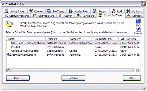 Scheduled Tasks Page